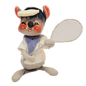 70s Annalee Doll Mouse Tennis Player Boy Racquet Mobilitee Dolls 1971 Vintage